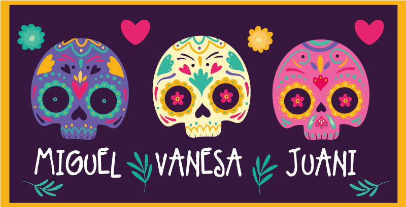 Mukautettuja värikkäitä kalloja eteisen vinyylimatto - Tenstickers