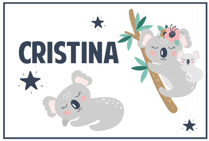 Koala perheen hauskaa nimi vinyylimatto - Tenstickers