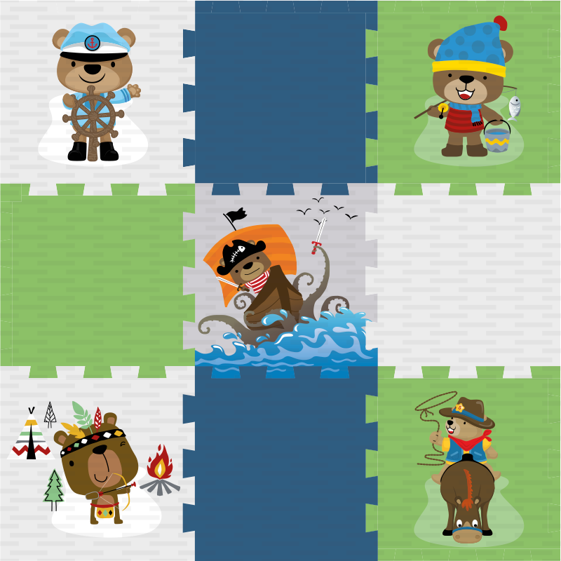 Söpö karhuseikkailu vinyylimatto - Tenstickers