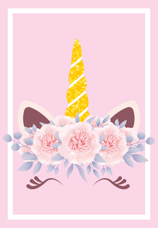 Yksisarvisen kukka-taikuutta lastenhuone vinyylimatto - Tenstickers