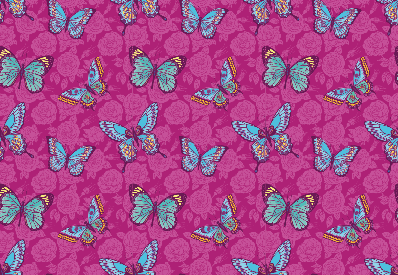 Perhonen kukka-aihe kukat ja kasvit vinyylimatto - Tenstickers