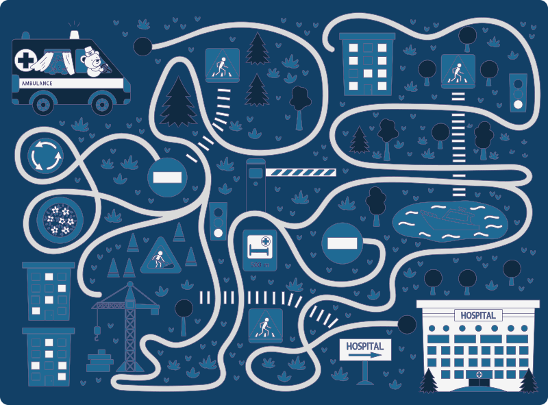 Sininen kaupungin kartta tie vinyylimatto - Tenstickers