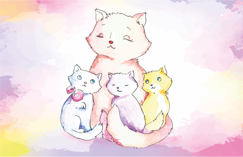 Kissojen perhe Vinyylimatto makuuhuoneeseen - Tenstickers