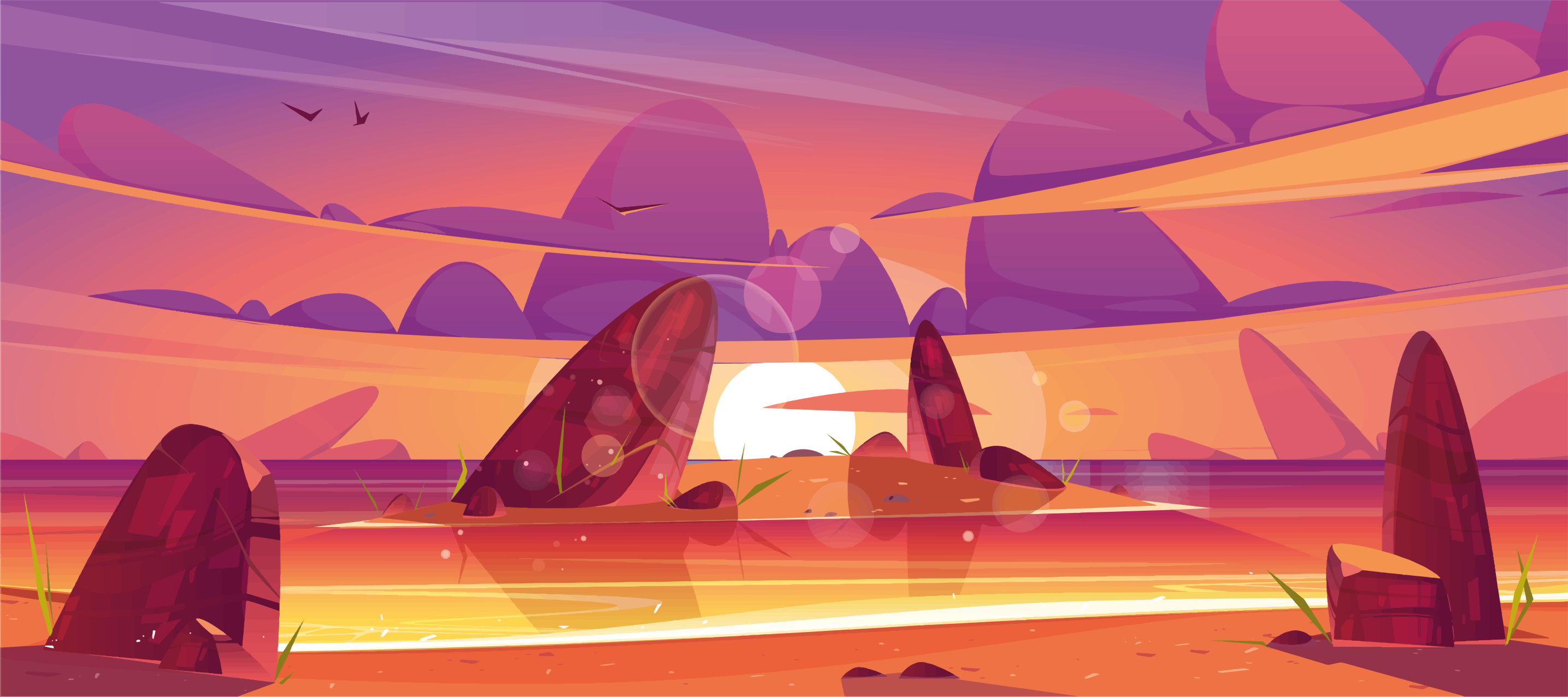 Auringonlaskun jälkiruokanäkymät luonto vinyylimatto - Tenstickers