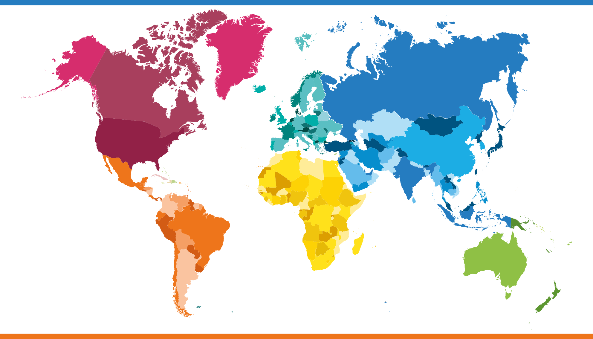 Maailmakartta vinyylimatto värikkäillä sävyillä - Tenstickers