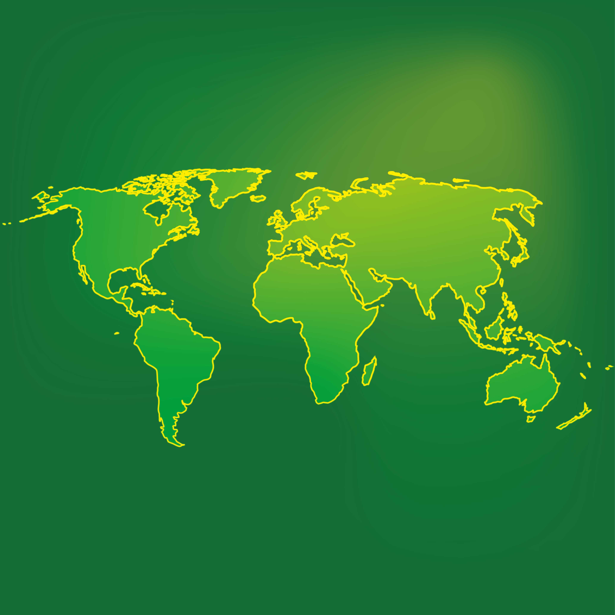 Vihreän maailman ääriviivat maailmakartta vinyylimatto - Tenstickers