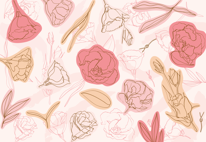 Kukkamallin ääriviivatyylinen vinyylimatto - Tenstickers