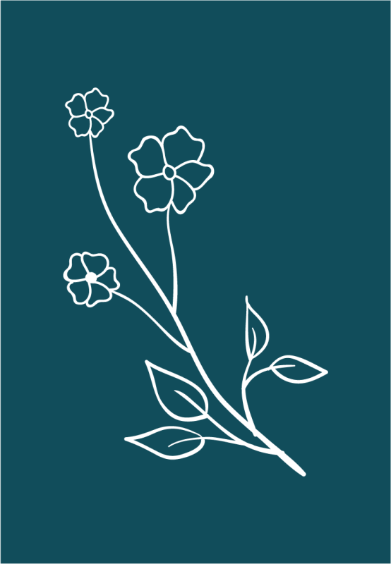 Piirrettyjä kukkia ja lehtiä kukka vinyylimatto - Tenstickers