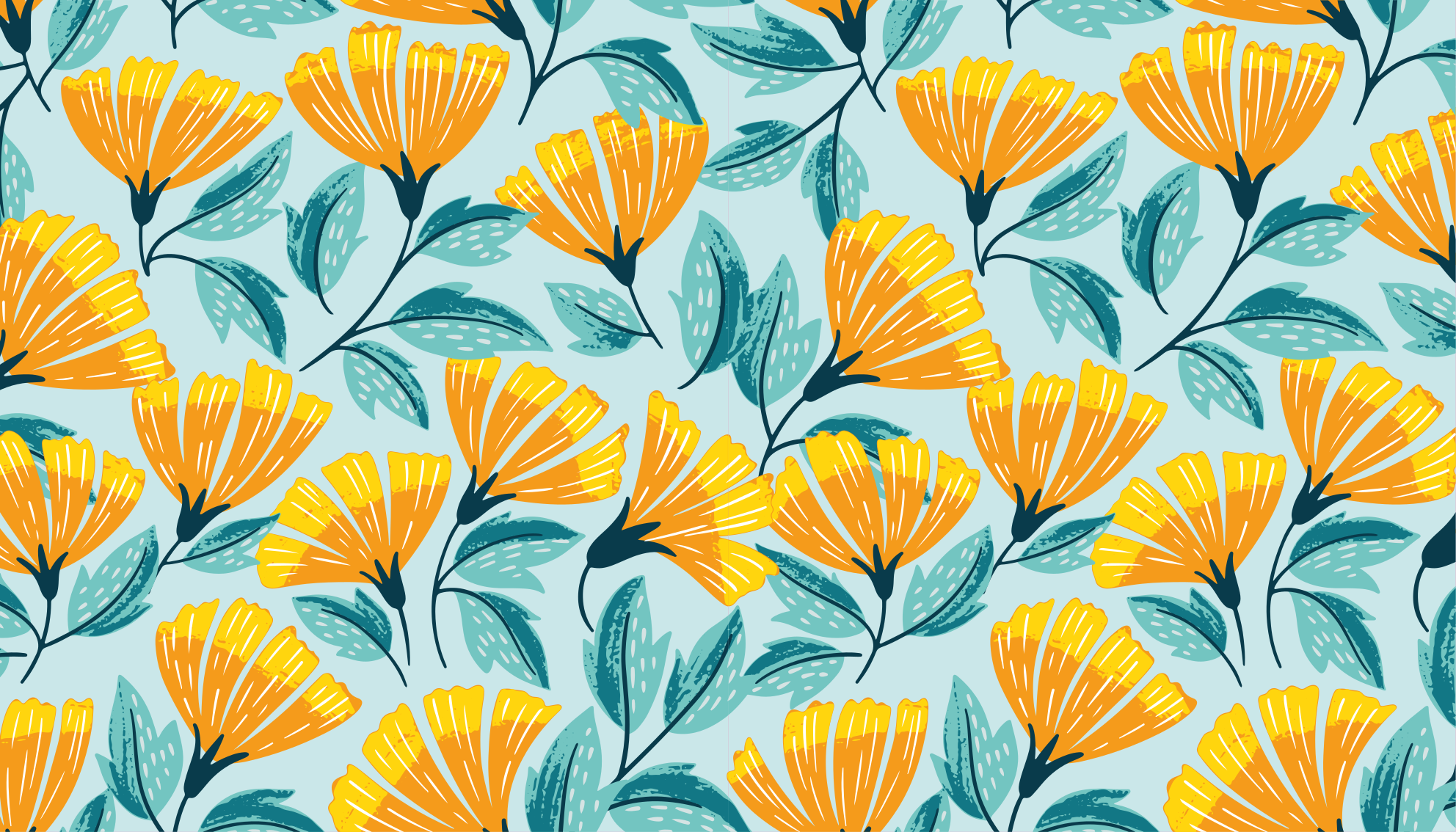 Keltainen kukka kuvio kukka vinyylimatto - Tenstickers