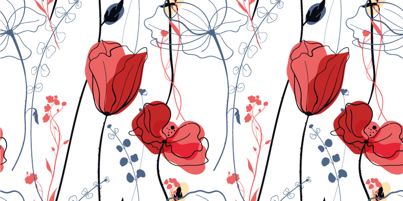 Karmiininpunainen kukka armo kukat ja kasvit vinyylimatto - Tenstickers