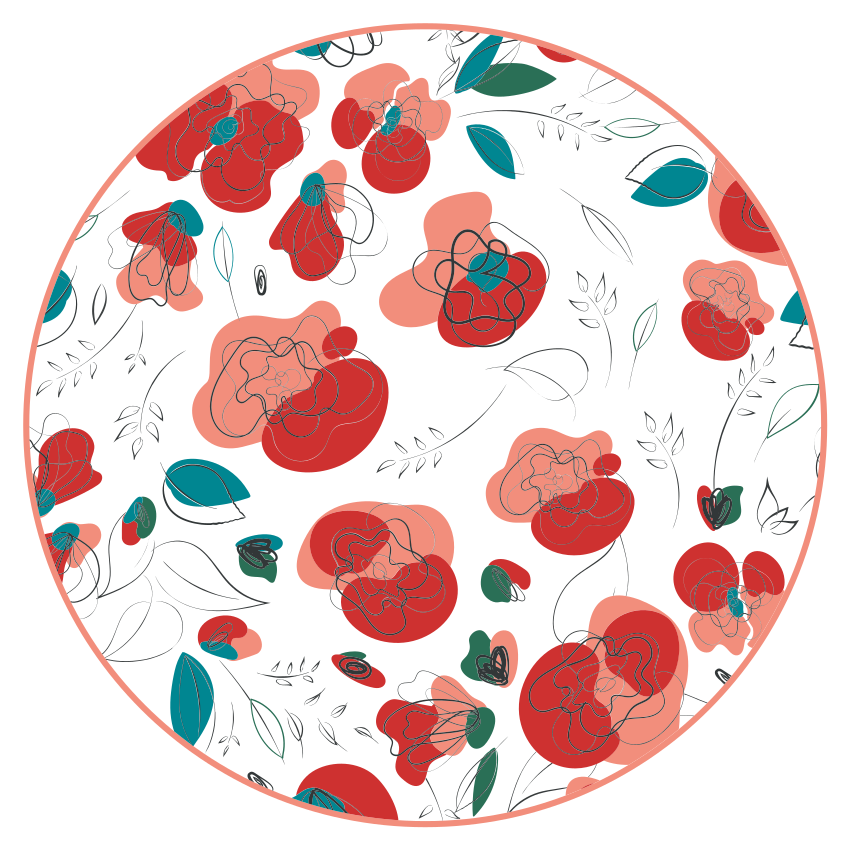 Kukoistava kukka-elementti kukat ja kasvit vinyylimatto - Tenstickers