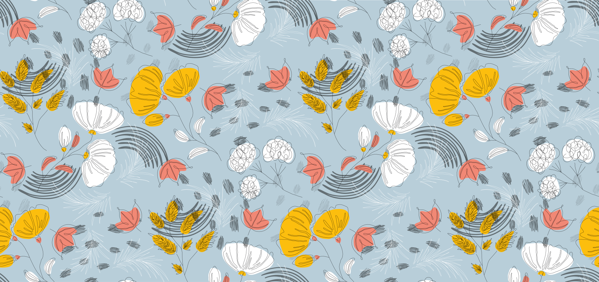 Sininen kuvio kukinta kukka vinyylimatto - Tenstickers