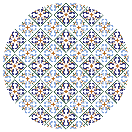 Geometriset siniset sävyt kaakeli vinyylimatto - Tenstickers