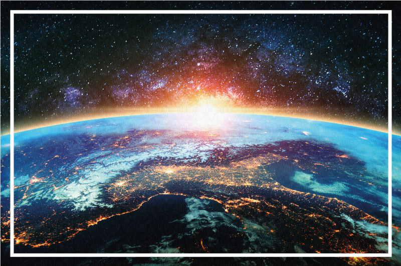 Planeettanäkymä maailmakartta vinyylimatto - Tenstickers