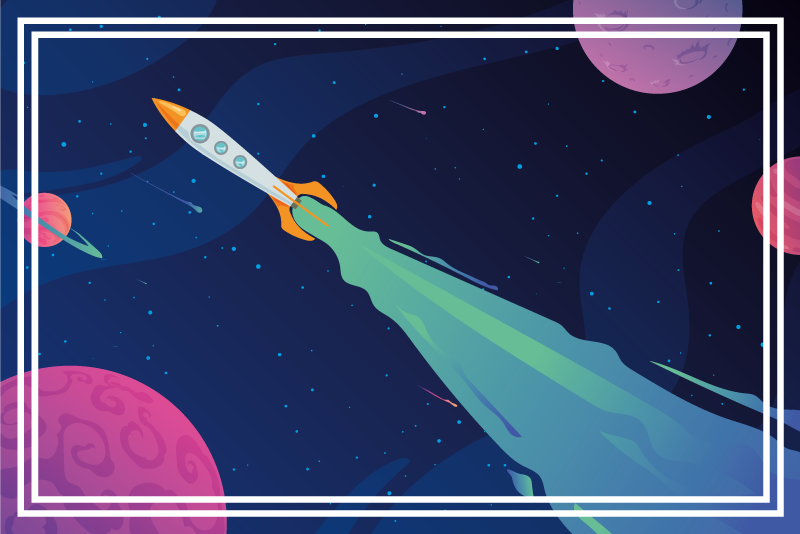 Avaruusalus kiertoradalla tähti vinyylimatto - Tenstickers