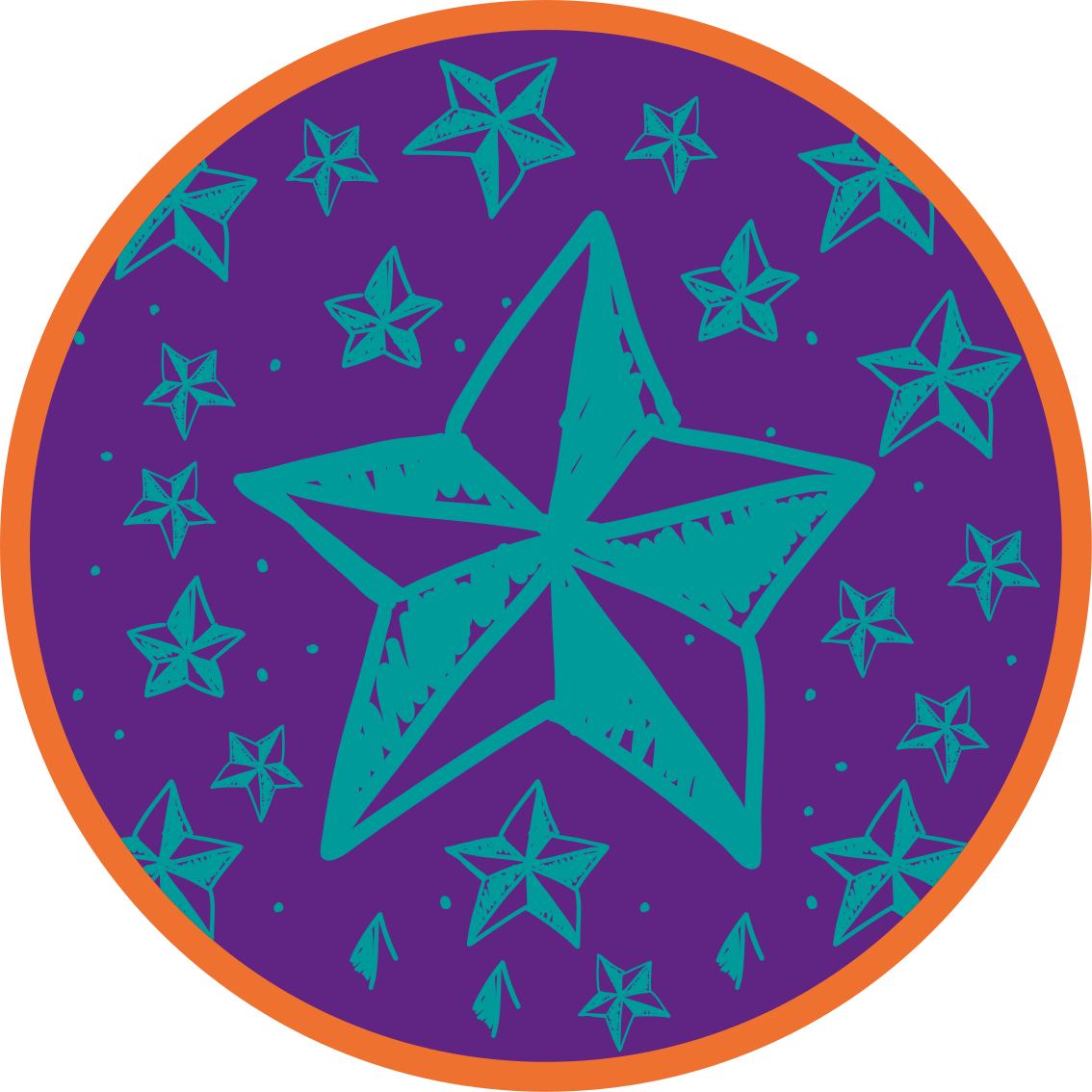 Tähti pyöreällä kärjellä nimi vinyylimatto - Tenstickers