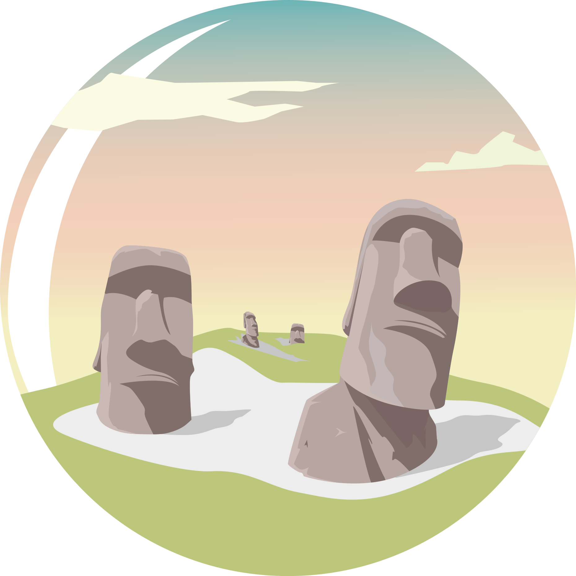 Moai-kivisiluetit luonto vinyylimatto - Tenstickers