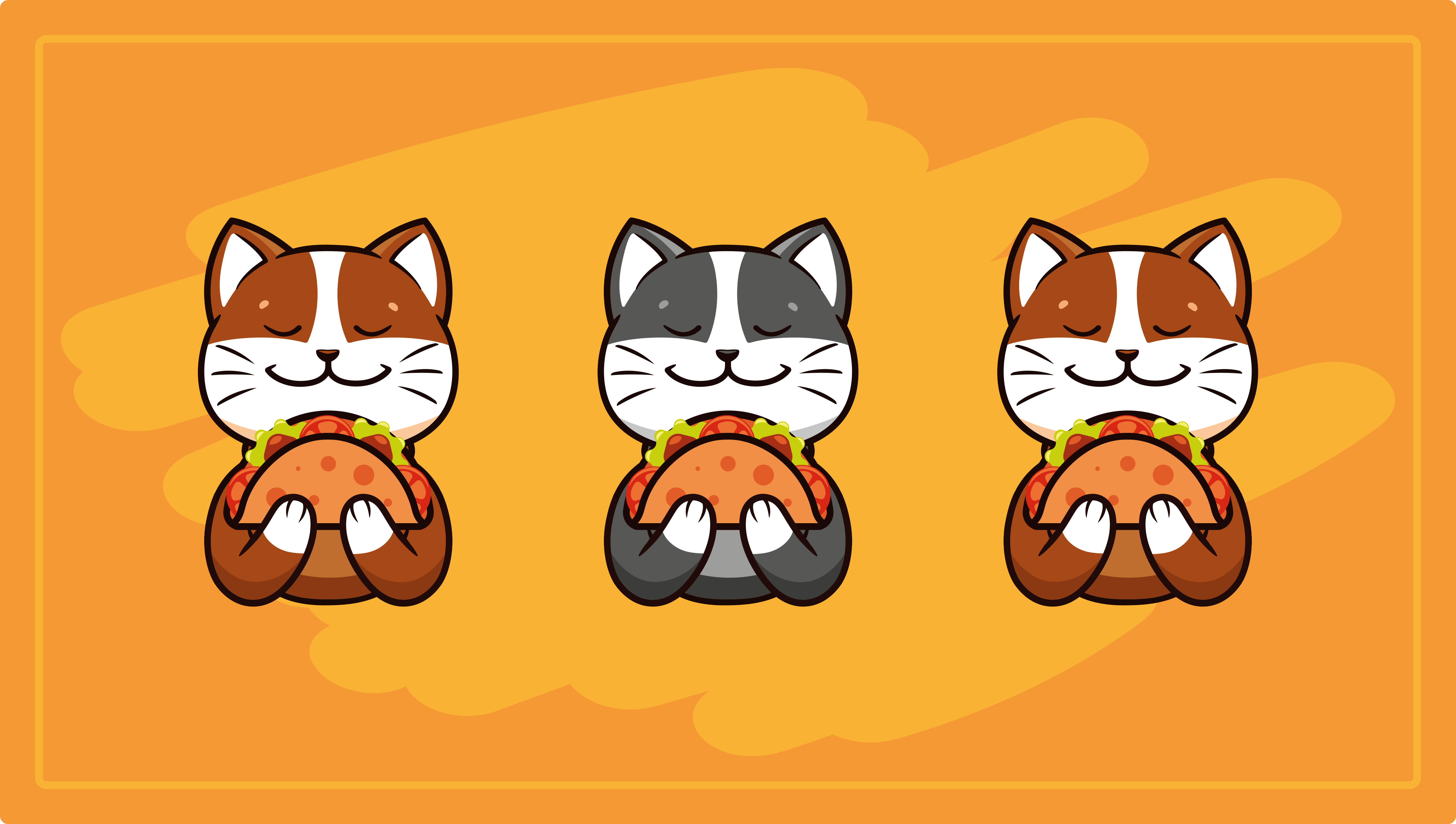 Onnellinen kissakolmikko vinyylimatto - Tenstickers