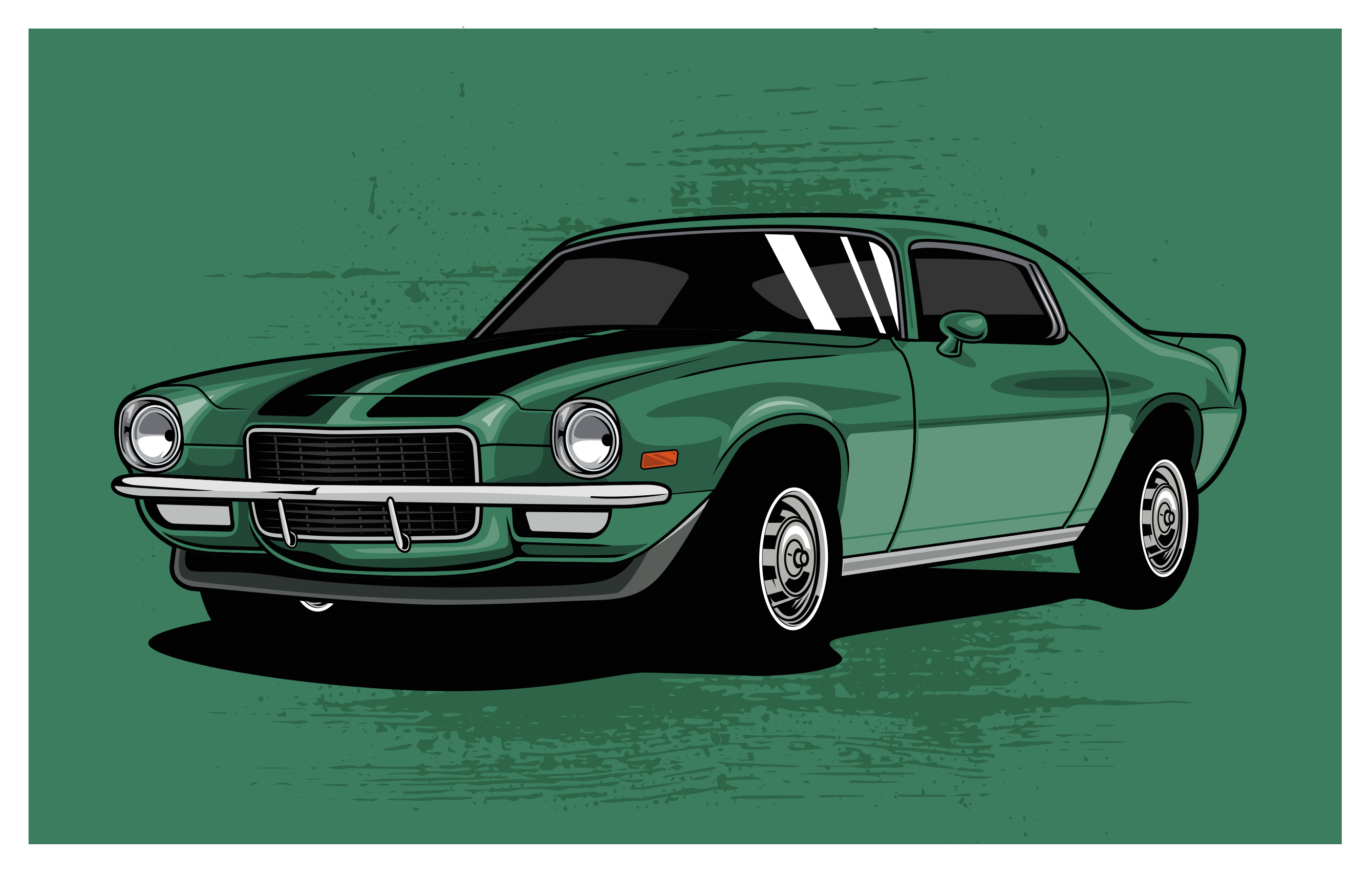 Klassikkoautonäkymä tie vinyylimatto - Tenstickers