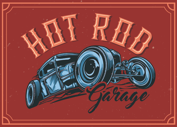 Hot rod -autokonsepti vinyylimatto olohuoneeseen - Tenstickers
