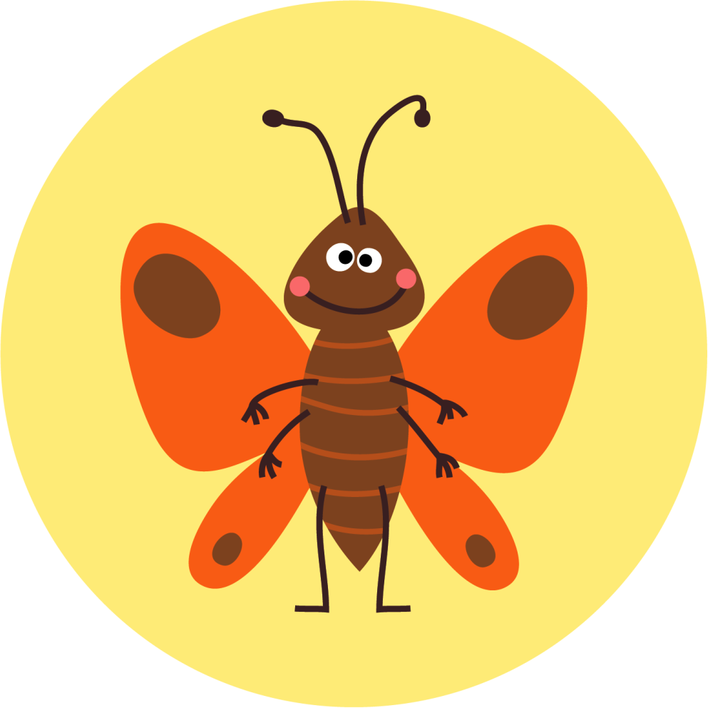 Iloinen perhoshahmo lastenhuone vinyylimatto - Tenstickers