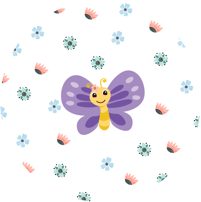 Violetti perhonen muotoilu lastenhuone vinyylimatto - Tenstickers