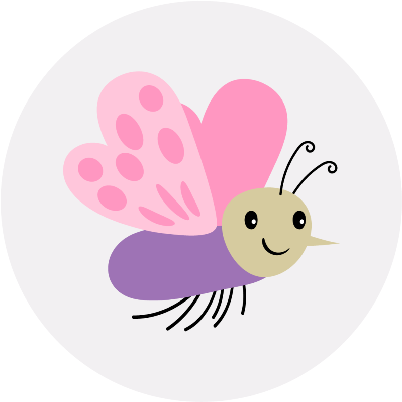 Söpö perhoshahmo lastenhuone vinyylimatto - Tenstickers