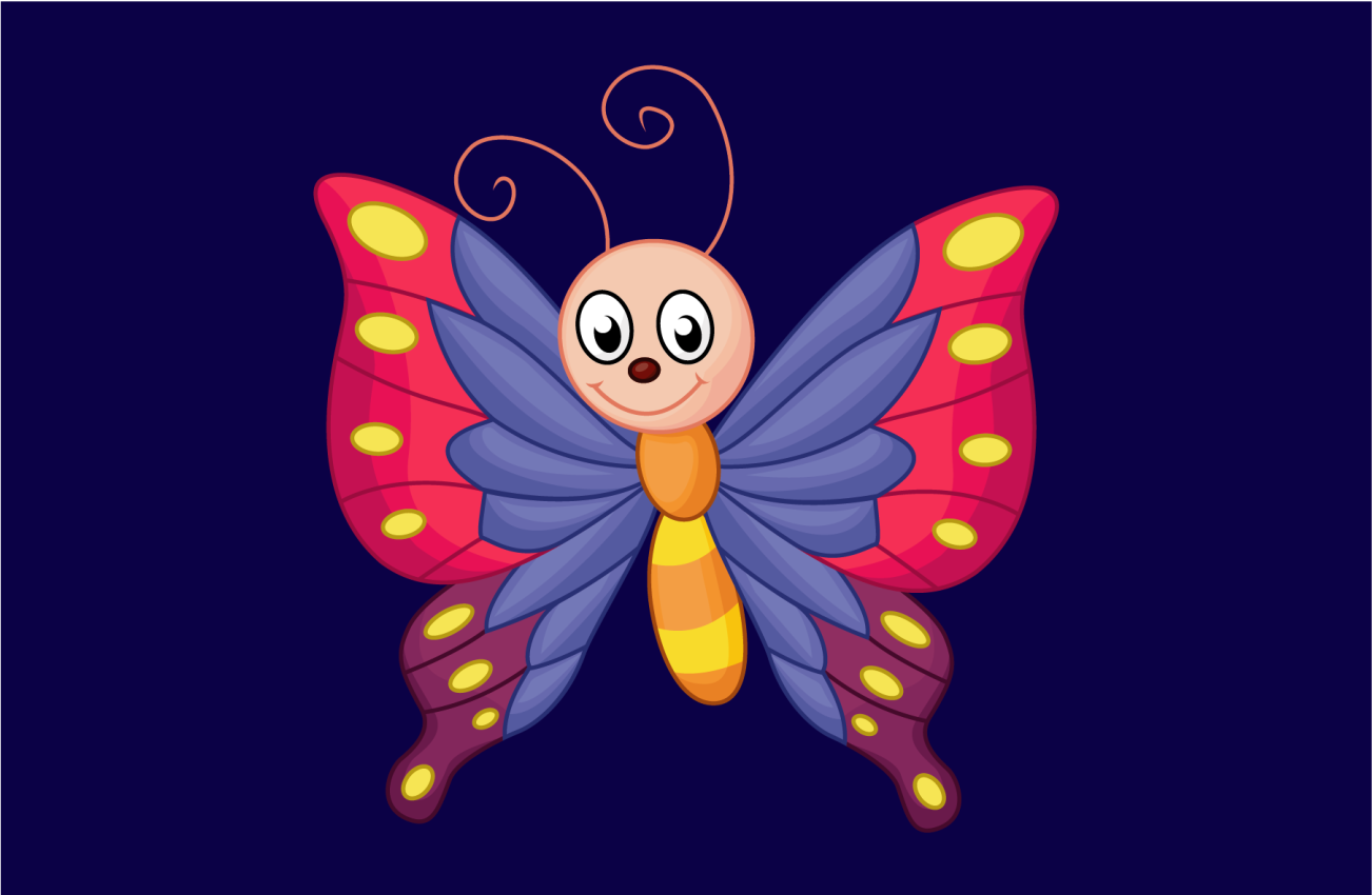 Hymyilevä söpö perhonen kuva eläin vinyylimatto - Tenstickers