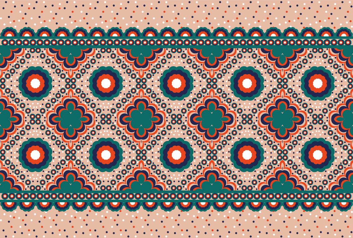 Rohkea kukka-aihe etninen vinyylimatto - Tenstickers