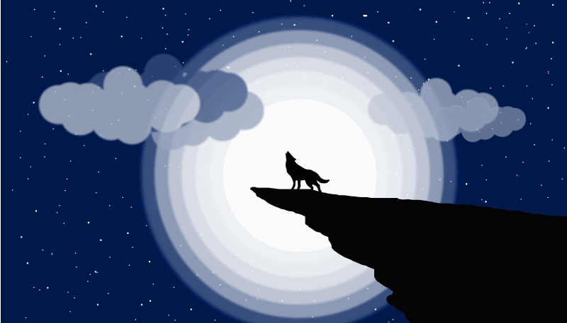 Susi siluetti kuu takana moderni vinyylimatto - Tenstickers