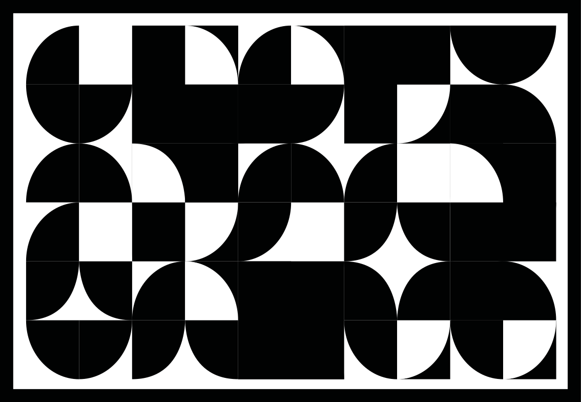 Kaarevat mustat muodot geometrinen vinyylimatto - Tenstickers