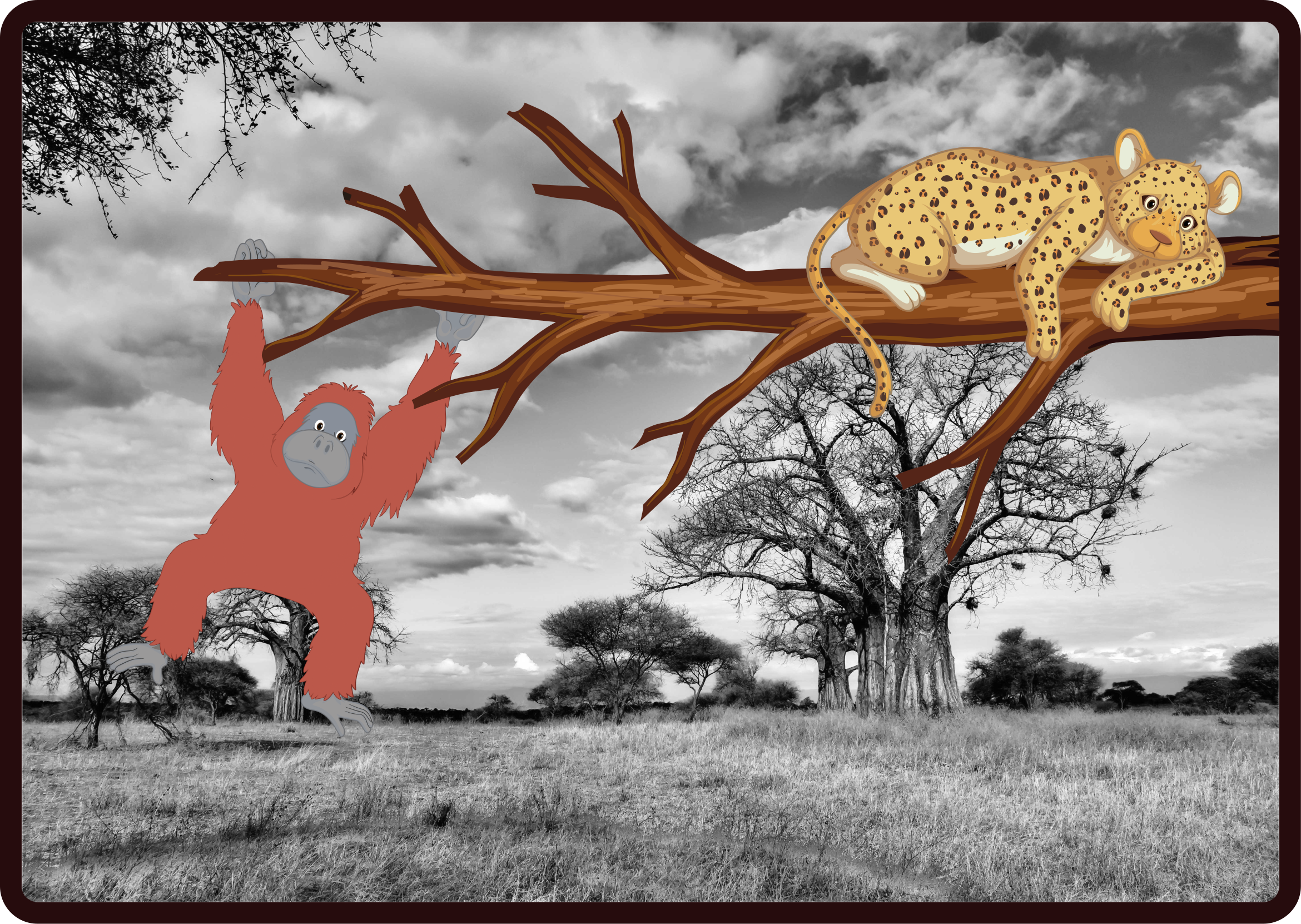 Viidakon olennot leikkisät eläin vinyylimatto - Tenstickers