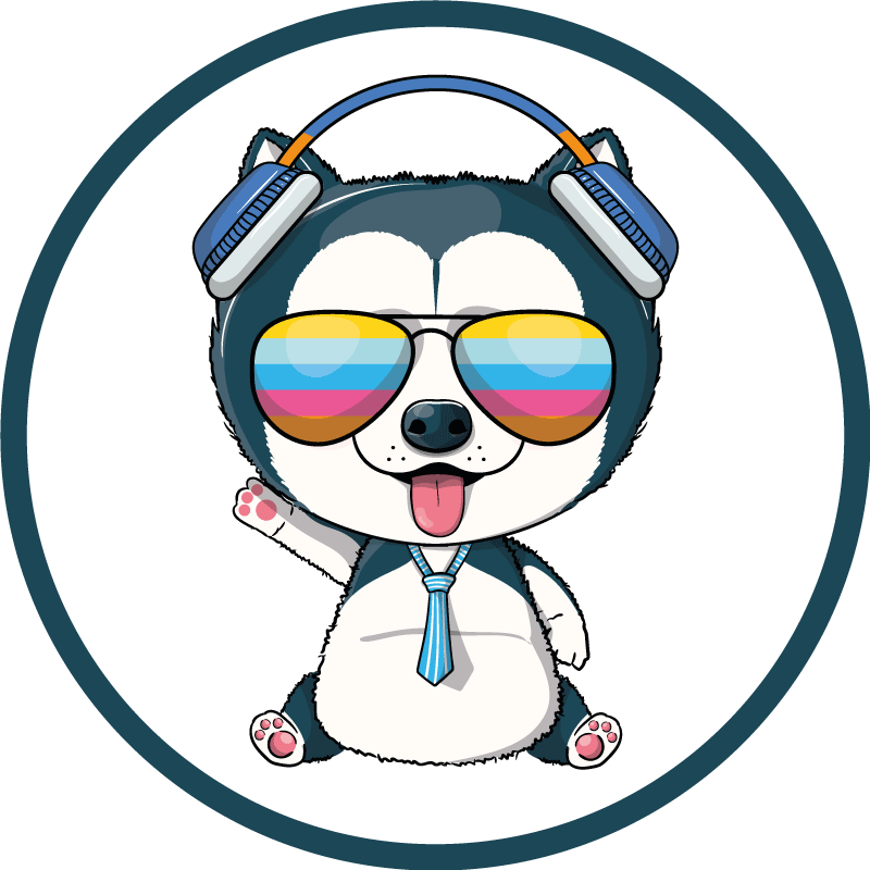 Söpö sarjakuva husky-pentu kuva eläin vinyylimatto - Tenstickers