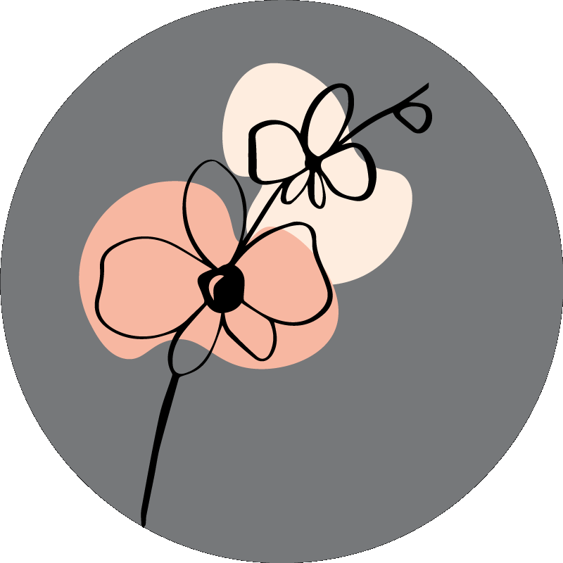 Minimalistinen tyylikäs harmaa muotoilu kukka vinyylimatto - Tenstickers