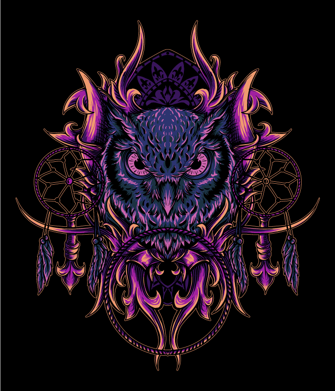 Pöllö unisieppari taide eläin vinyylimatto - Tenstickers