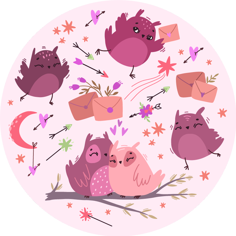 Violetit pöllöt lastenhuone vinyylimatto - Tenstickers