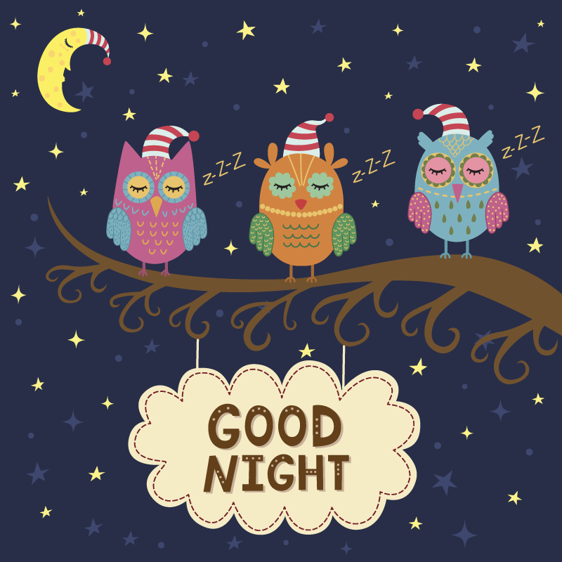 Unelias pöllökolmikko eläin vinyylimatto - Tenstickers