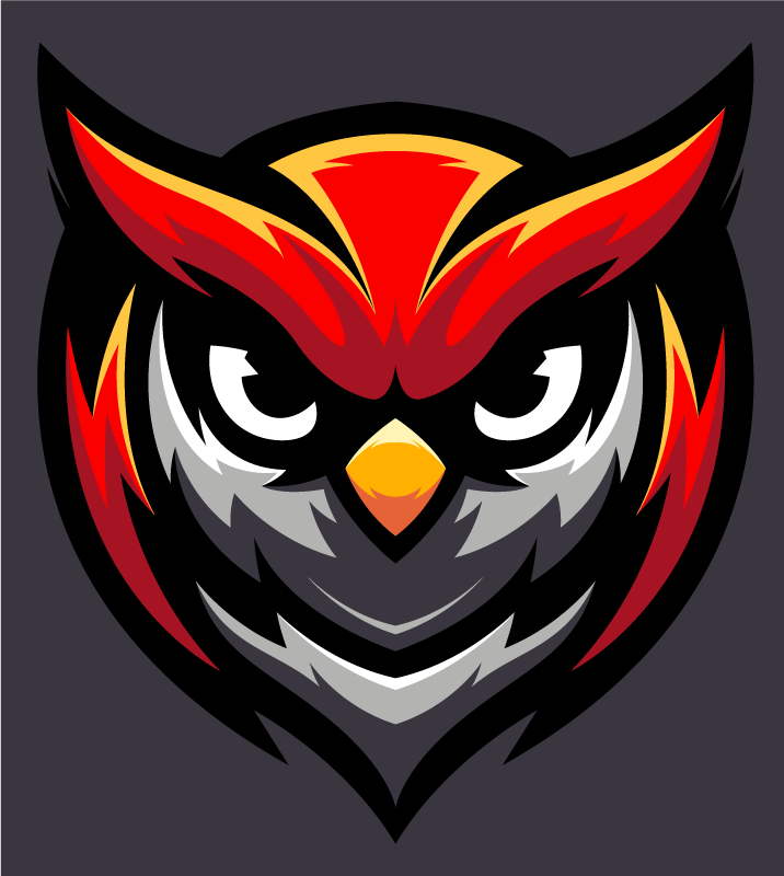 Punainen pelimaskotti pöllö Vinyylimatto makuuhuoneeseen - Tenstickers