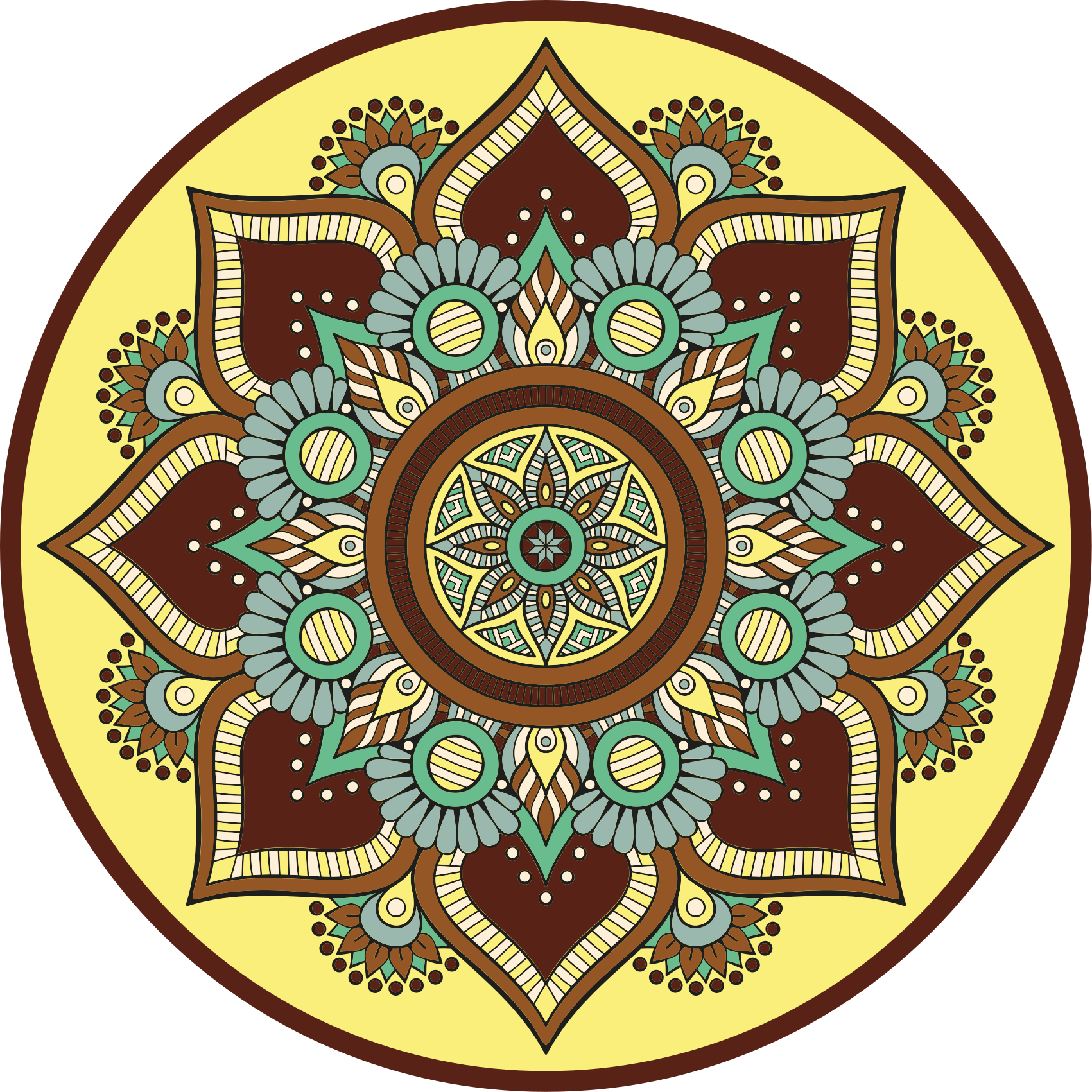 Etninen auringon muoto vinyylimatto mandala - Tenstickers