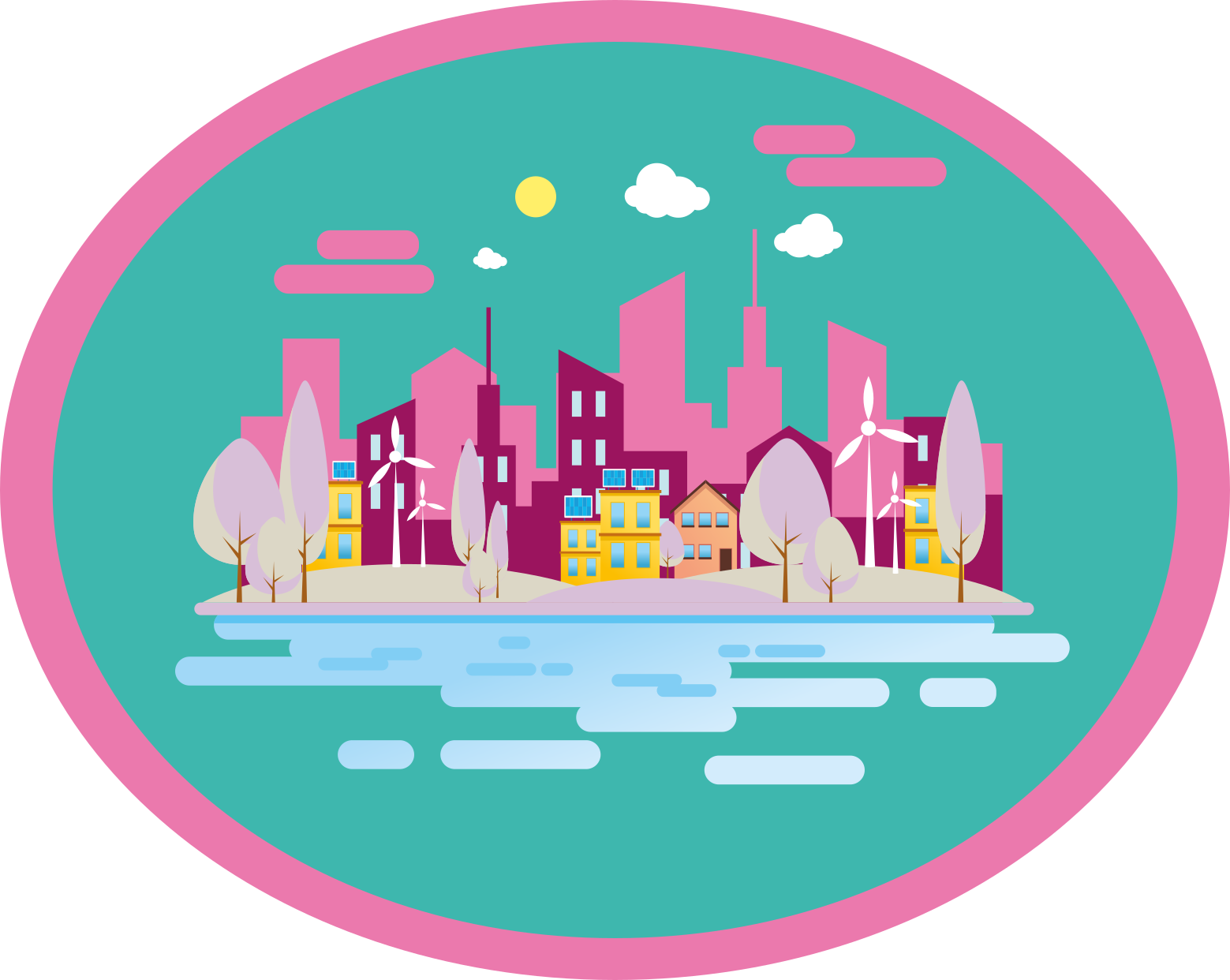 Värikäs kaupunkikuva vinyylimatto - Tenstickers