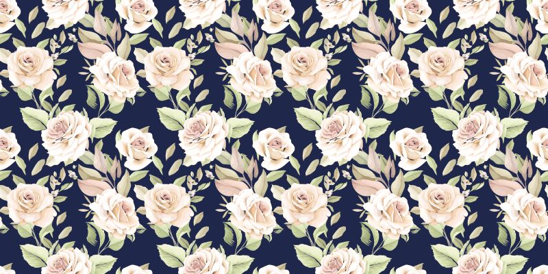 Vintage ruusu kuvio sinisellä kukka vinyylimatto - Tenstickers