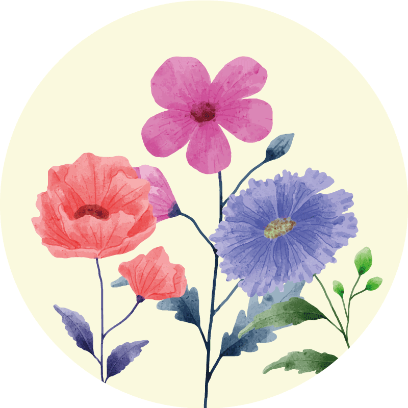 Eloisa kukka-asetelma pyöreä vinyylimatto - Tenstickers