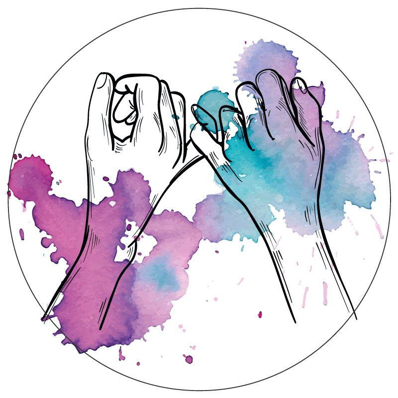 Kädet kietoutuneet toisiinsa teinin vinyylimatto - Tenstickers