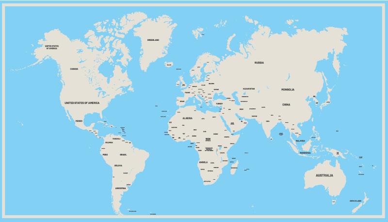 Globaali yksinkertainen muotoilu maailmakartta vinyylimatto - Tenstickers