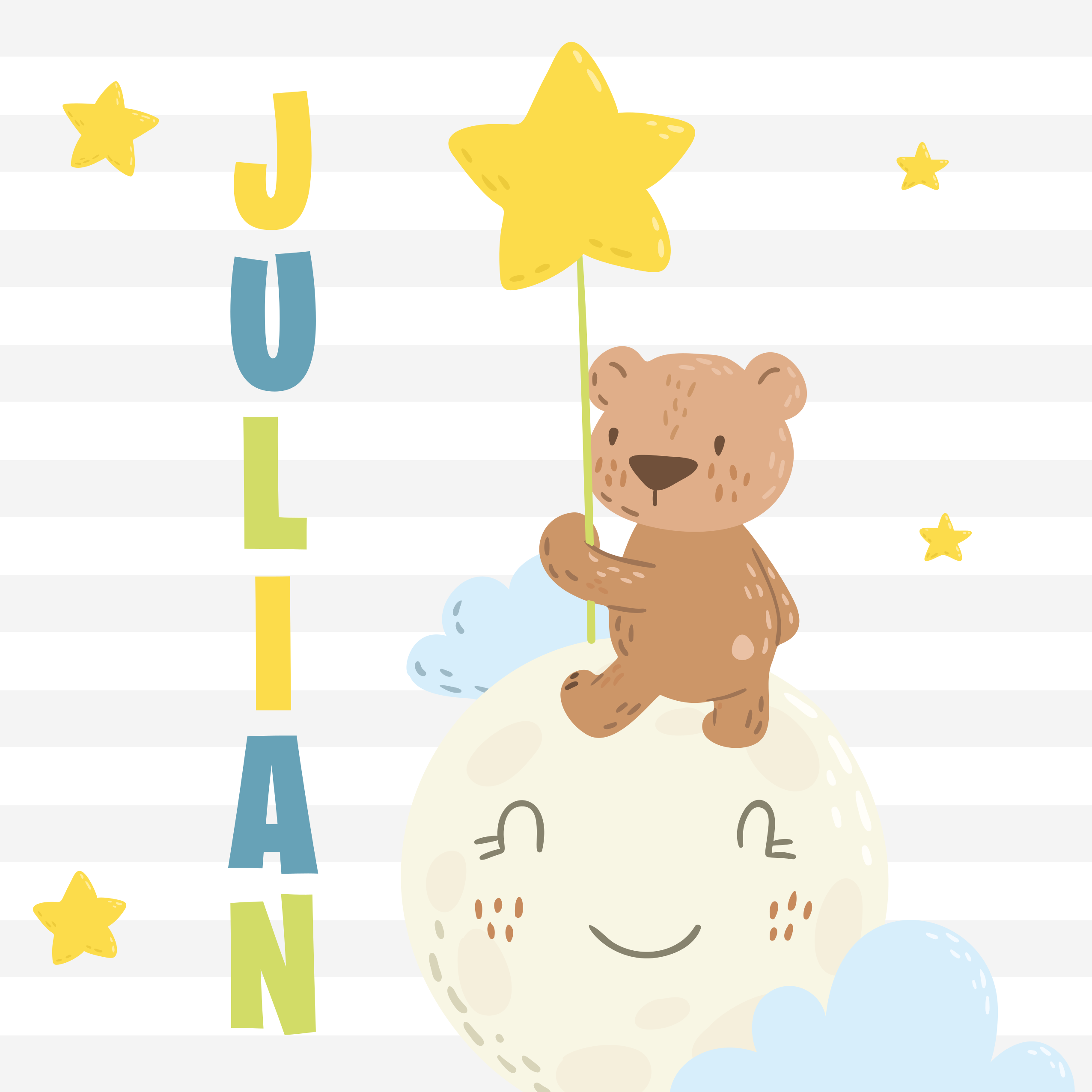 Karhu ja tähti nimi vinyylimatto - Tenstickers