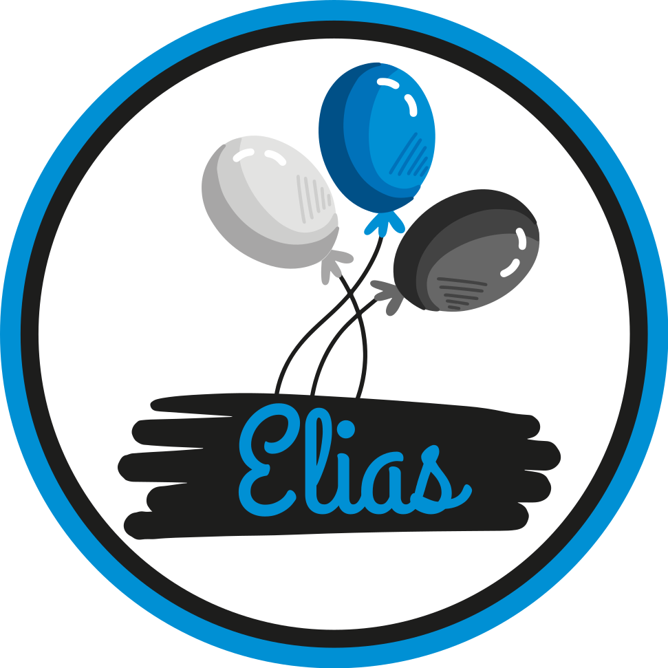 Mustat ja siniset ilmapallot nimellä nimi vinyylimatto - Tenstickers