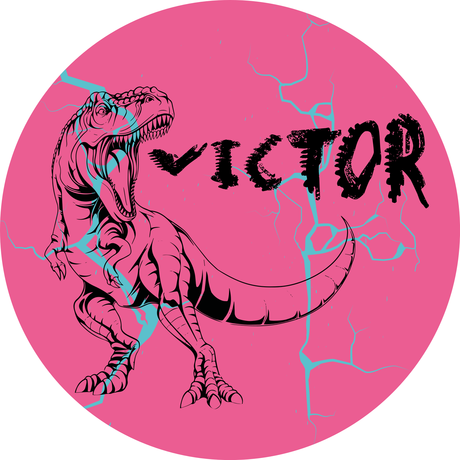 Vaaleanpunainen t-rex nimellä vinyylimatto - Tenstickers