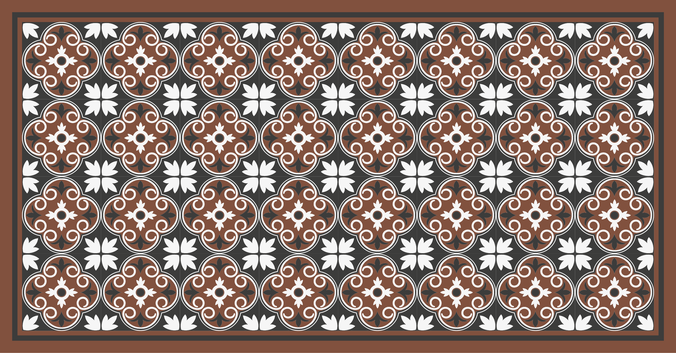 Ruskea vintage laattakuvioinen vinyylimatto kylpyhuoneeseen - Tenstickers