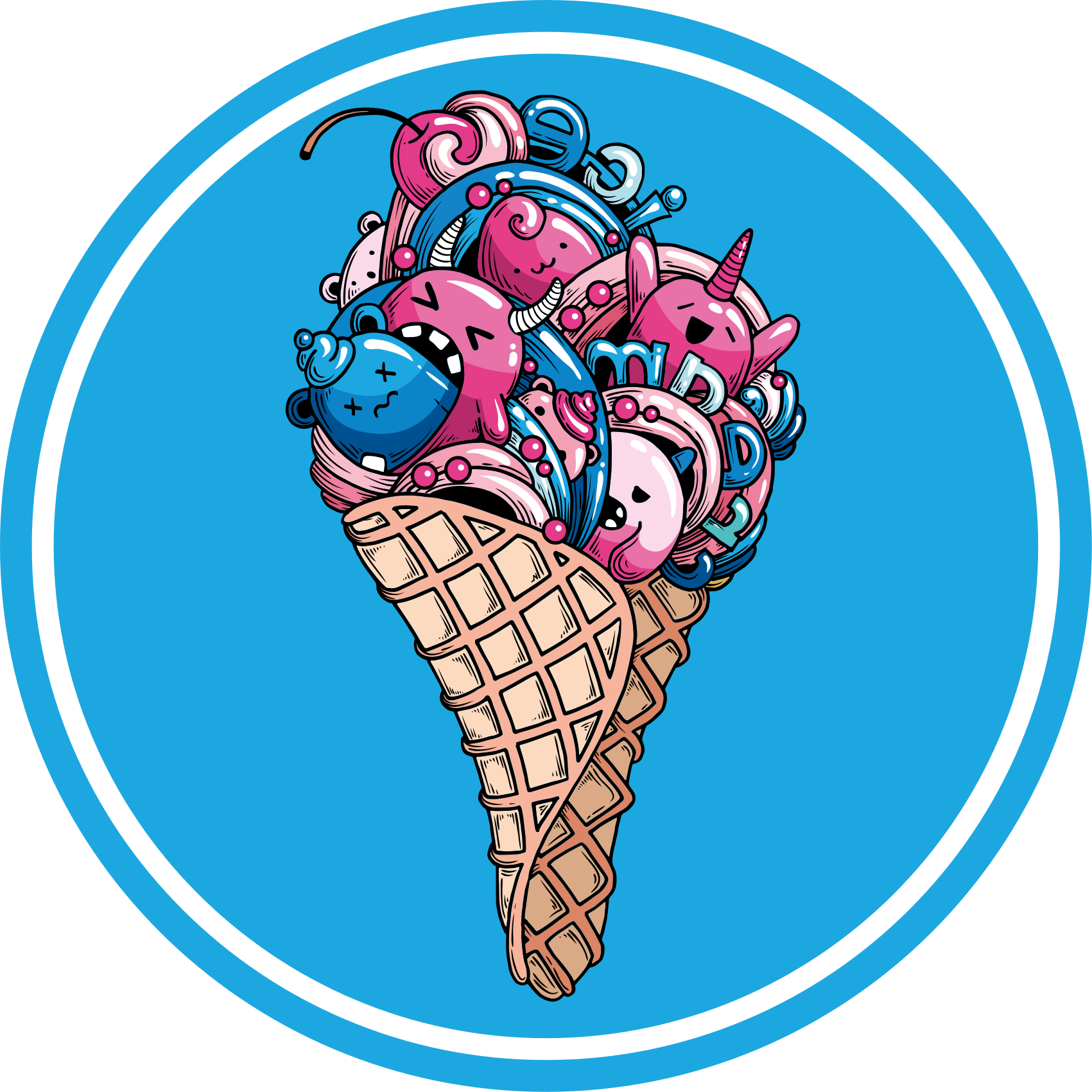 Jäätelön ilo pyöreä vinyylimatto - Tenstickers