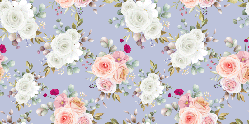 Elegantit ruusukuviot kukka vinyylimatto - Tenstickers